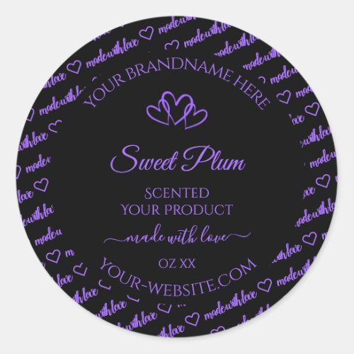 Black and Purple Words Cloud Product Labels Hearts