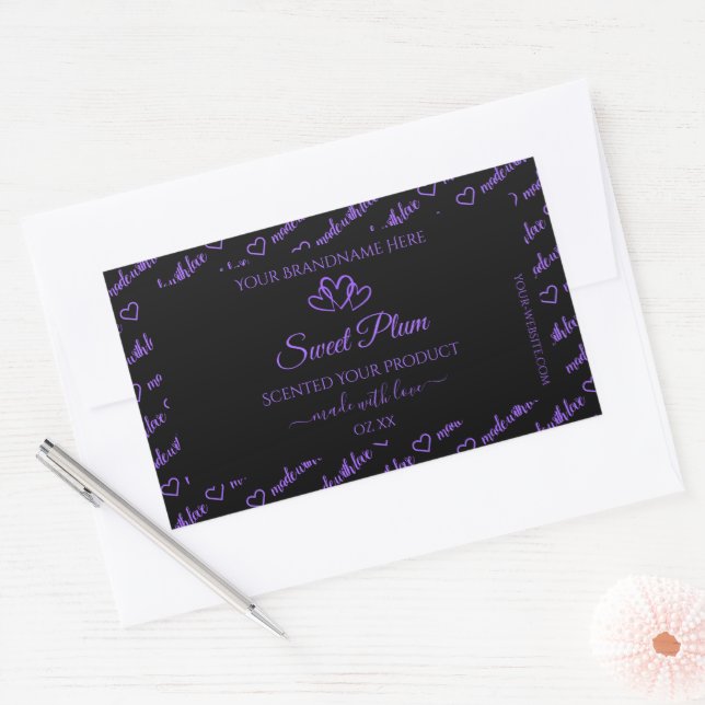 Black and Purple Words Cloud Product Labels Hearts (Envelope)