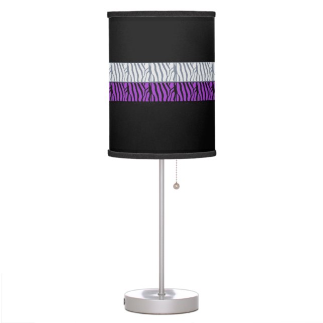 Black and Purple Zebra Pattern Table Lamp (Left)
