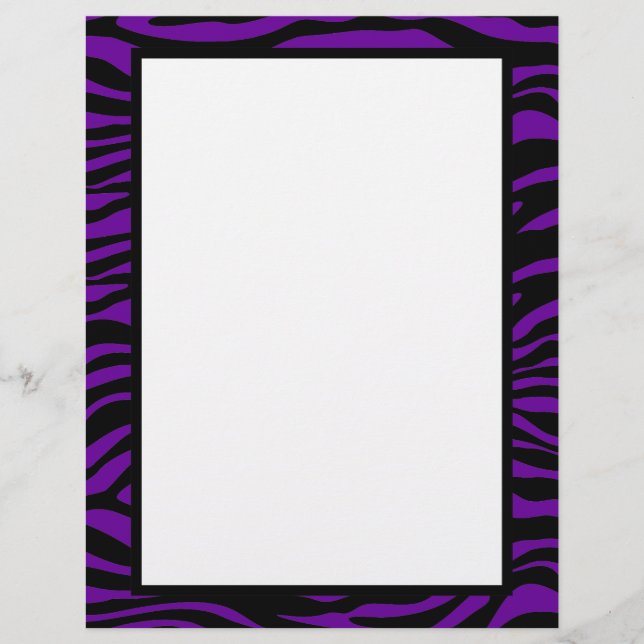 Black and Purple Zebra Print Customized Letterhead (Front)