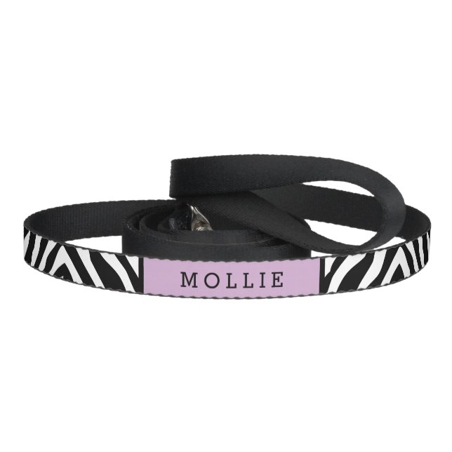 Black and Purple Zebra Print Monogram Pet Leash (Handle)