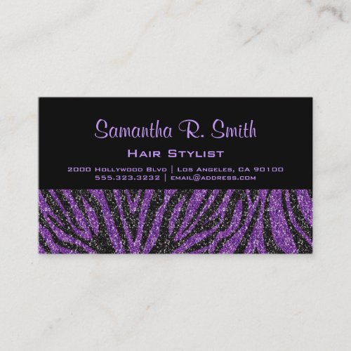 Black and Purple Zebra Professional Business Card