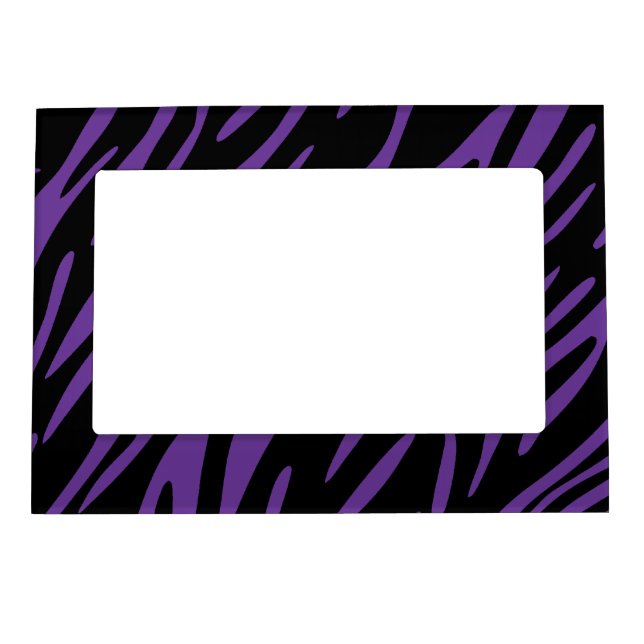 Black and Purple Zebra Stripes Magnet Photo Frame (Front)