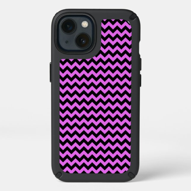 Black and Purple Zig Zag Chevron Speck iPhone 13 Case (Front)