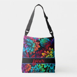 Black and Rainbow Flower Crossbody Bag