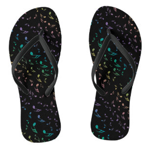 Black and Rainbow Music Notes Flip Flops
