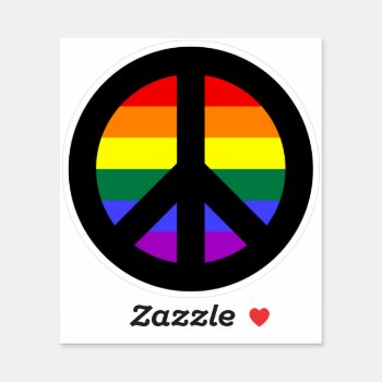 Black And Rainbow Peace Symbol Sticker by peacegifts at Zazzle