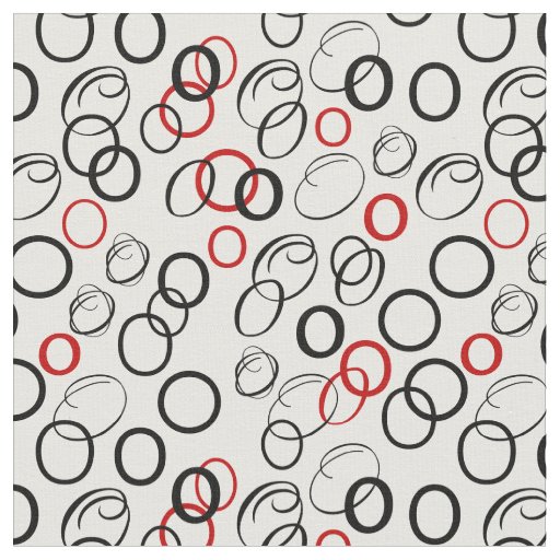 Black and Red Abstract Circle Pattern Fabric