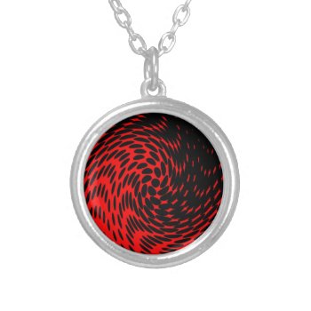Black And Red Abstract Design Silver Plated Necklace by RosaAzulStudio at Zazzle
