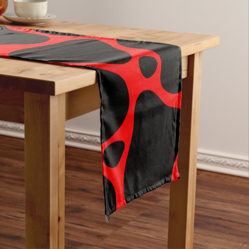 Black and red abstract giraffe pattern long table runner