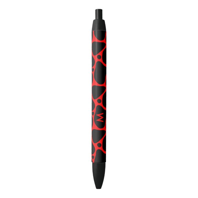 Black and red abstract giraffe pattern pen (Front Vertical)