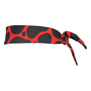 Black and red abstract giraffe pattern tie headband