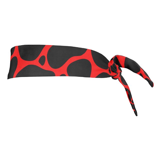 Black and red abstract giraffe pattern tie headband (Rotate 90)