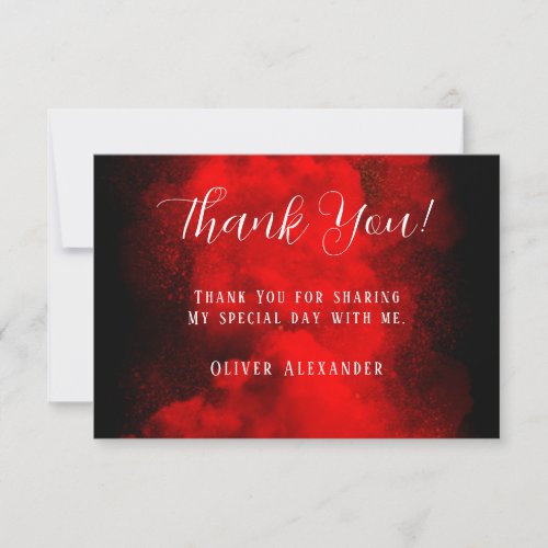 Black And Red Abstract Smoke Custom Thank You Card