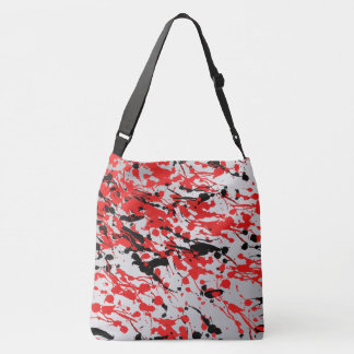 Black and Red Abstract Splash and Drip Crossbody Bag