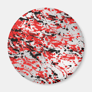 Black and Red Abstract Splash and Drip Magnet