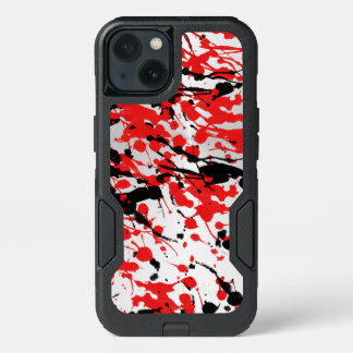 Black and Red Abstract Splash and Drip iPhone 13 Case