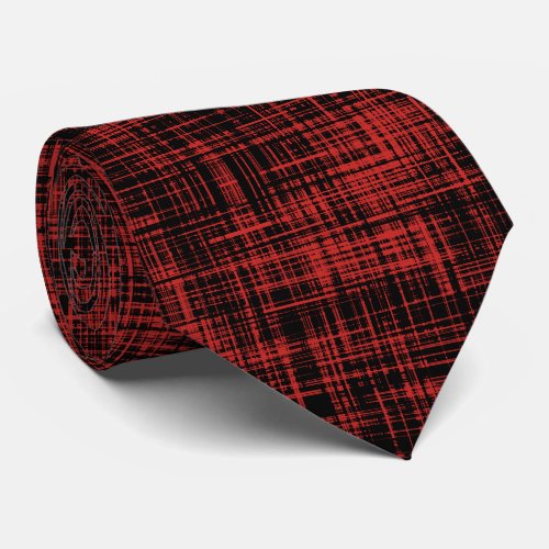 Black and Red Abstract Stripe Pattern Neck Tie