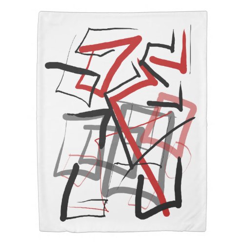 Black and red abstract striped duvet cover