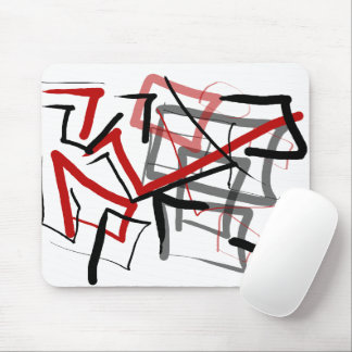 Black and red abstract striped mouse pad