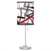 Black and red abstract striped table lamp (Left)