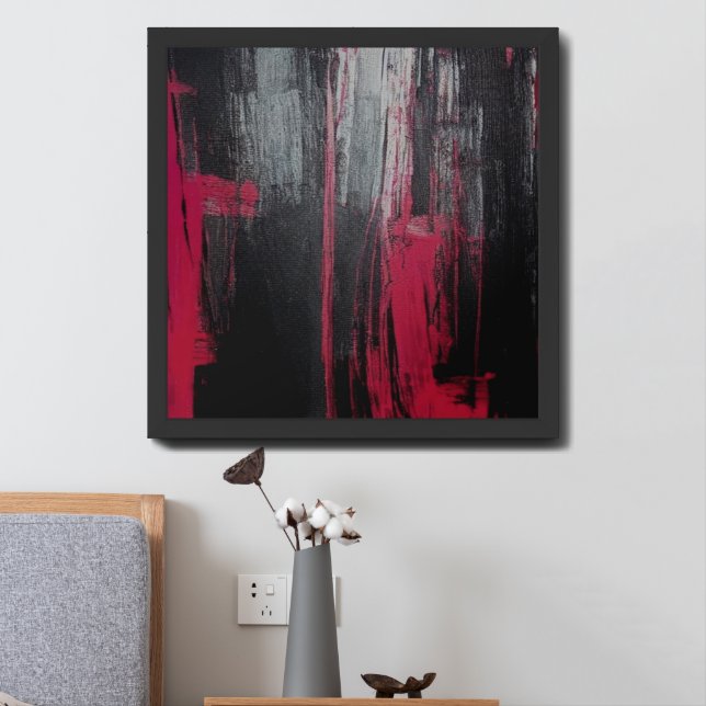 Black and Red Abstract Wall Art  (Bedside)