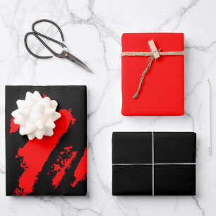 Black and Red Abstract Wrapping Paper Sheets