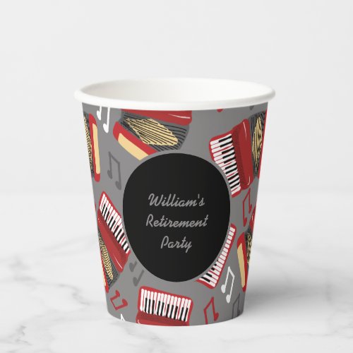 Black and Red Accordion Players Party  Paper Cups