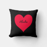 Black And Red Alaska Heart Throw Pillow at Zazzle