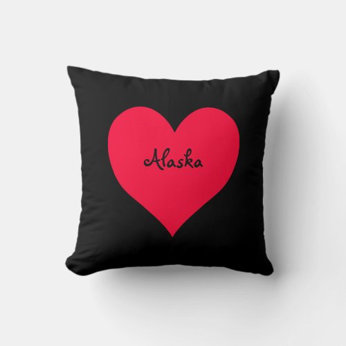 Black and Red Alaska Heart Throw Pillow