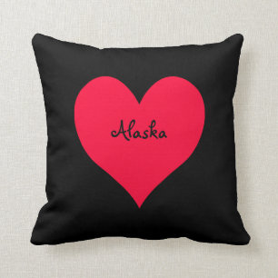 Black and Red Alaska Heart Throw Pillow