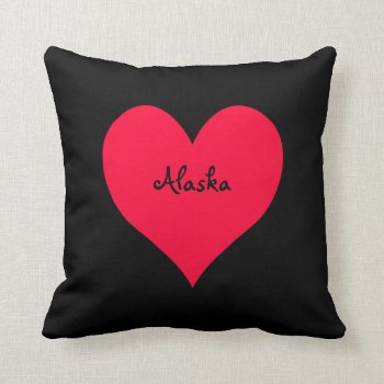 Black And Red Alaska Heart Throw Pillow by cuteheartshop at Zazzle