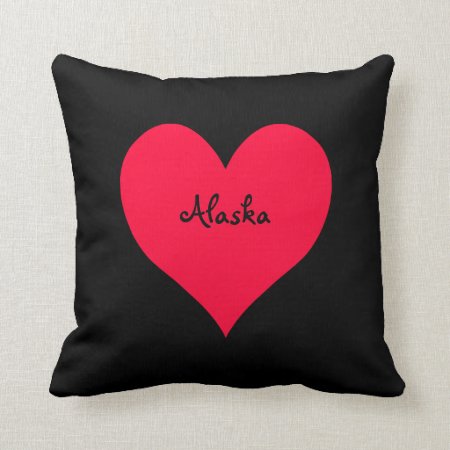 Black And Red Alaska Heart Throw Pillow