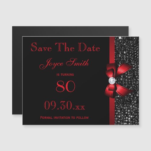 Black and Red Any Age Birthday Save The Date Magnetic Invitation