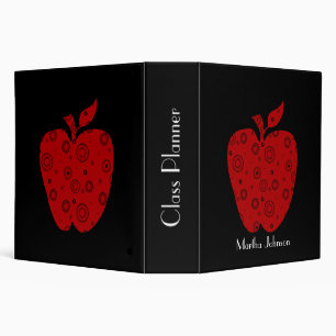 Black and Red Apple Teacher's Class Planner 3 Ring Binder