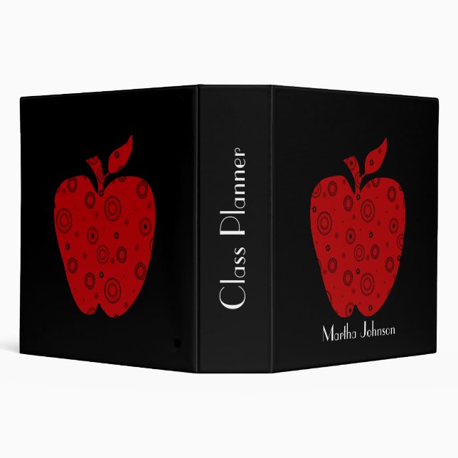 Black and Red Apple Teacher's Class Planner 3 Ring Binder (Background)