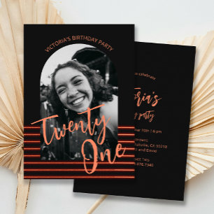 Black and Red Arch Photo 21st Birthday Party  Invitation