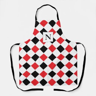 Black and Red Argyle Pattern Monogram