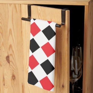 Black and Red Argyle Pattern Monogram  