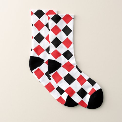 Black and Red Argyle Pattern  Socks