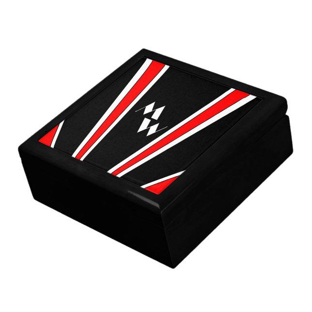 Black And Red Art Deco Design Monogrammed Gift Box (Side)