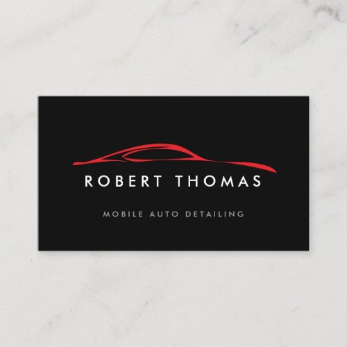 Black and Red Auto Detailing Auto Repair Business Card