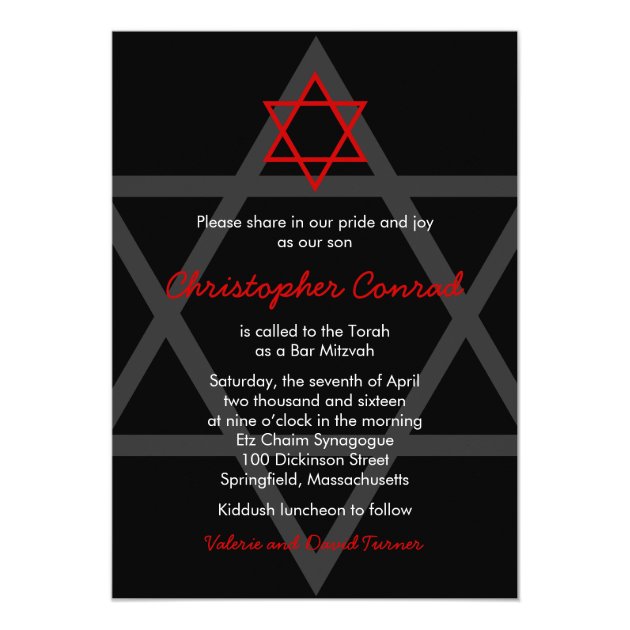 Black And Red Bar Mitzvah Invitation
