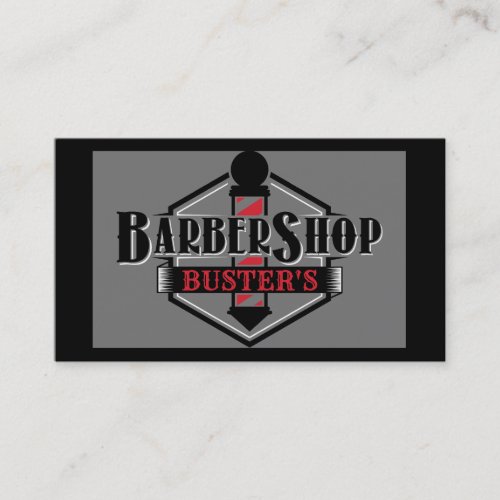 Black and Red Barber Logo Personalize Business Card