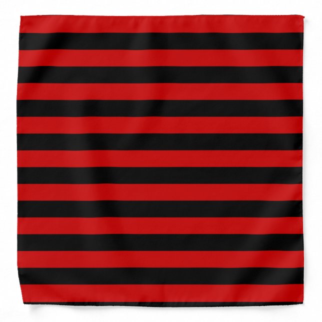 Black and Red Bold Stripes Pattern Bandana (Front)