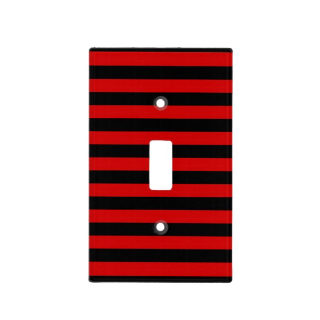 Black and Red Bold Stripes Pattern Light Switch Cover (Front)