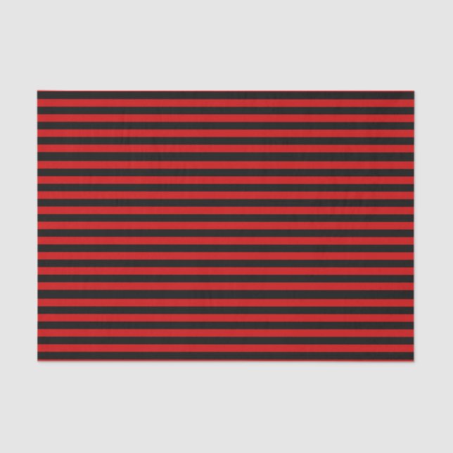 Black and Red Bold Stripes Pattern Tissue Paper (Front)