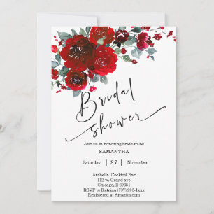 Black and Red Bridal Shower Invitation