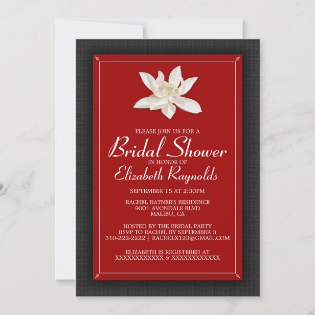 Black and Red Bridal Shower Invitations (Front)