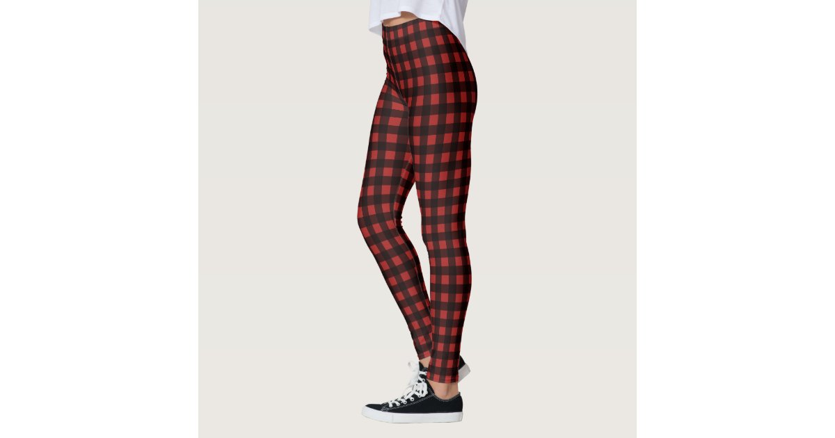 Red and Black BUFFALO Check PLAID LEGGINGS Yoga Leggings Buffalo Check Plaid  Yoga Pants Womens Red Buffalo Plaid Leggings Printed Leggings -  Canada